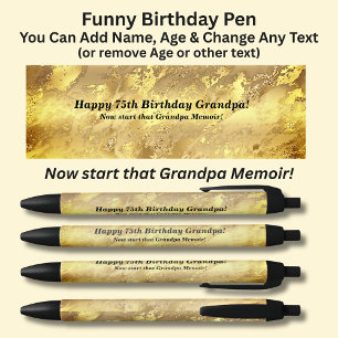 Add Name, Happy Birthday Now start that Memoir Black Ink Pen