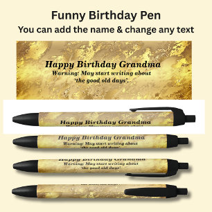 Add Name Happy Birthday & Warning Message Black Ink Pen