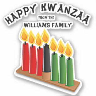 Add Name, Happy Kwanzaa Red Yellow Green Candles 