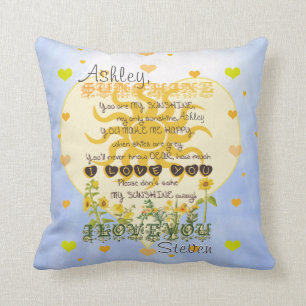 Add Name Hearts & Sunshine Cushion
