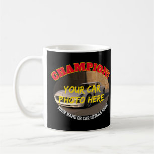 Add Name, His Car Photo, Text, Champion Motor Car Coffee Mug