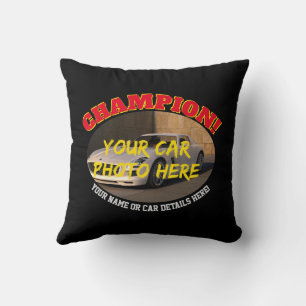 Add Name, His Car Photo, Text, Champion Motor Car  Cushion