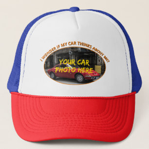 Add Name, His Car Photo, Text, Wonder Thinks About Trucker Hat