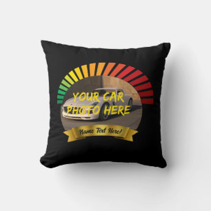 Add Name & His Car Photo, with Banner Speedo Icon  Cushion