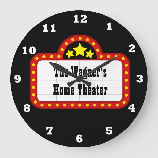 Add name home theatre decor clock (Front)