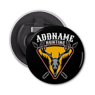 ADD NAME Hunter Elk Skull Big Antlers Deer Hunting Bottle Opener
