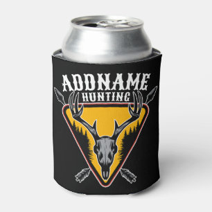 ADD NAME Hunter Elk Skull Big Antlers Deer Hunting Can Cooler