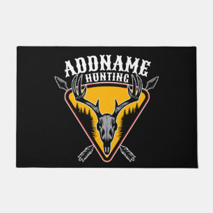 ADD NAME Hunter Elk Skull Big Antlers Deer Hunting Doormat