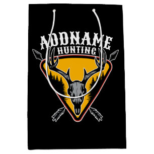 ADD NAME Hunter Elk Skull Big Antlers Deer Hunting Medium Gift Bag