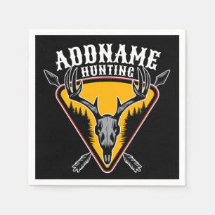 ADD NAME Hunter Elk Skull Big Antlers Deer Hunting Napkin