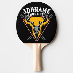 ADD NAME Hunter Elk Skull Big Antlers Deer Hunting Ping Pong Paddle