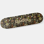 Add Name Initial, Gym Life Collage Brown Skateboard<br><div class="desc">Add any name or initials you want on this great design - See my store for lots more personalised skateboard designs and Skateboard T-Shirts,  Hoodies,  Backpacks,  Blankets and more.</div>