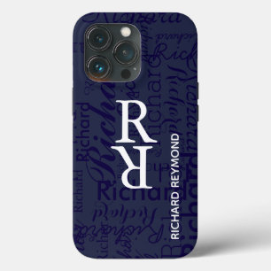 add name/initial to get personalised blue iPhone 13 pro case