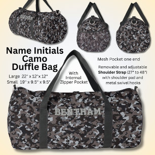 Add Name Initials Camouflage Browns Greys Duffle Bag