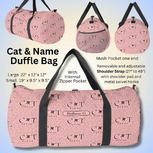 Add Name Initials,  Cat Mum on Pink  Duffle Bag