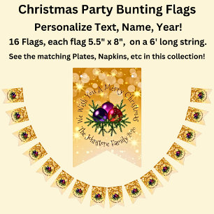 Add Name Matching Christmas on Gold Bunting Flags