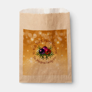 Add Name Matching Christmas on Gold Favour Bag
