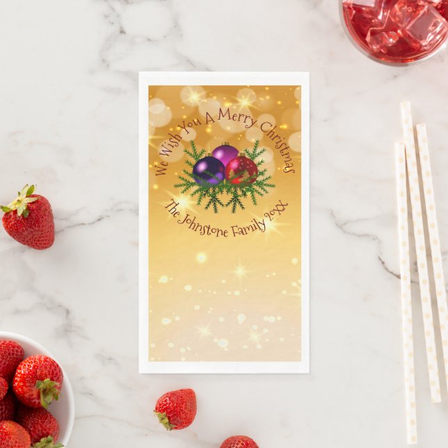 Add Name Matching Christmas on Gold Paper Guest To Napkin (Insitu)
