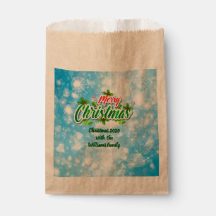 Add Name Matching Merry Christmas Blue Favour Bag