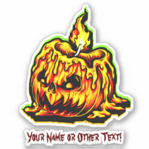 Add Name, Melting Candle Flame Pumpkin Head