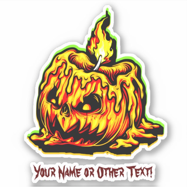 Add Name, Melting Candle Flame Pumpkin Head        (Front)