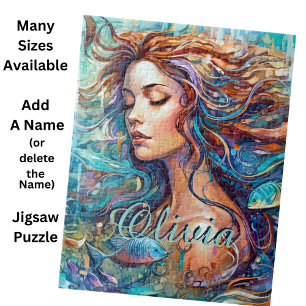 Add Name Mermaid Underwater in Sea, Hair Fish      Jigsaw Puzzle