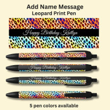 Add Name Message, on Colour Leopard Spots Print