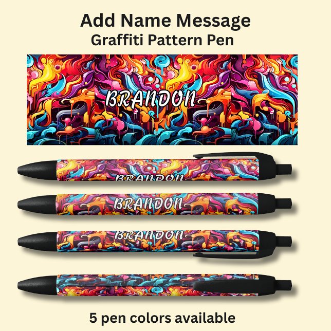 Add Name Message, on Graffiti Pattern Black Ink Pen (Creator Uploaded)