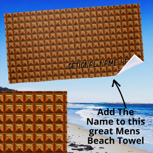 Add Name, Metallic Block Waffle Effect Look Brown Beach Towel