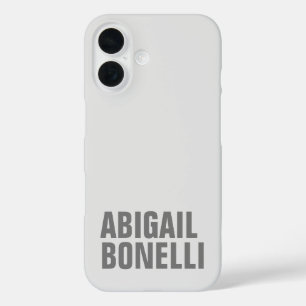 Add name minimalist bold modern grey chic iPhone 16 case