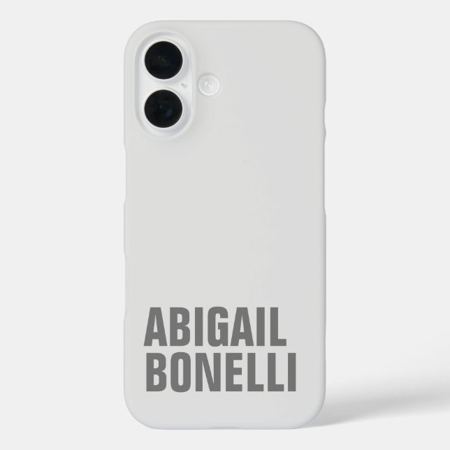 Add name minimalist bold modern grey chic Case-Mate iPhone case (Back)
