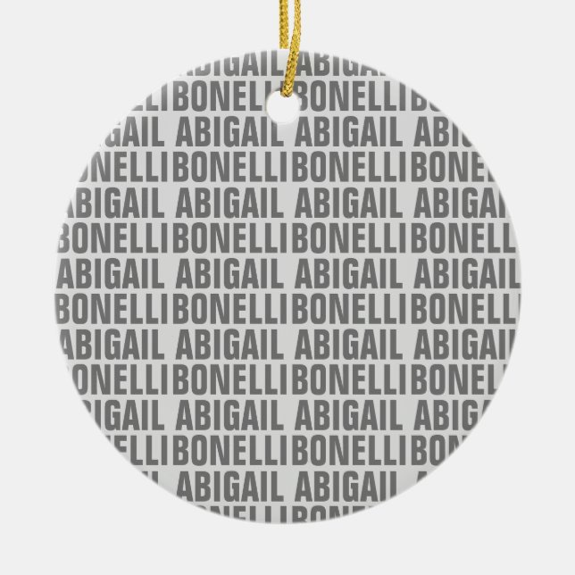 Add name minimalist bold modern grey chic ceramic ornament (Front)