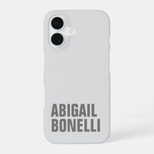 Add name minimalist bold modern grey chic iPhone 16 case