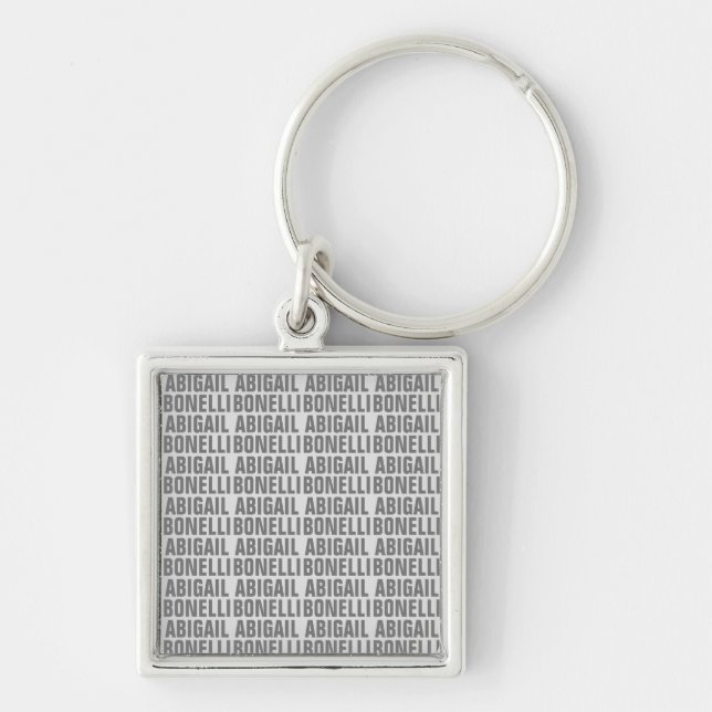 Add name minimalist bold modern grey chic key ring (Front)