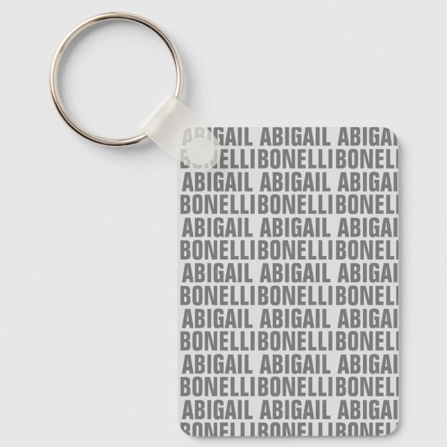Add name minimalist bold modern grey chic key ring (Front)