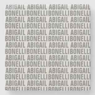 Add name minimalist bold modern grey chic stone coaster