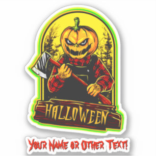 Add Name, Monster Pumpkin Head Scarecrow Axe Kille