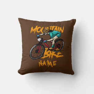 Add Name Mountain Bike Racer Rider Cushion