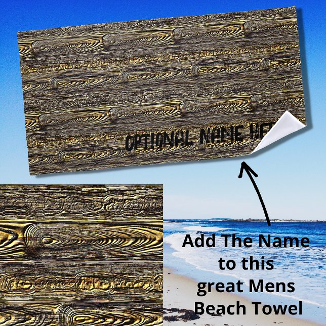Add Name, Old Gnarly Wood Bark Texture Beach Towel (Creator Uploaded)