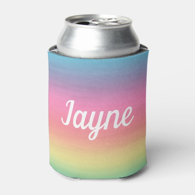 Add Name. Ombre Rainbow. Can Cooler (Can Front)