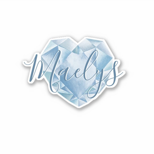  Add Name or Monogram Cute Chic Blue Heart Diamond (Front)