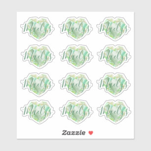   Add Name or Monogram Green Heart Diamond Emerald
