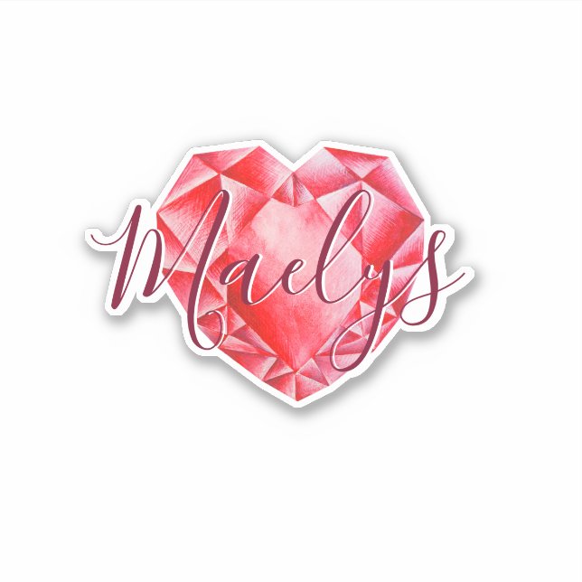  Add Name or Monogram Red Heart Diamond Ruby Royal (Front)