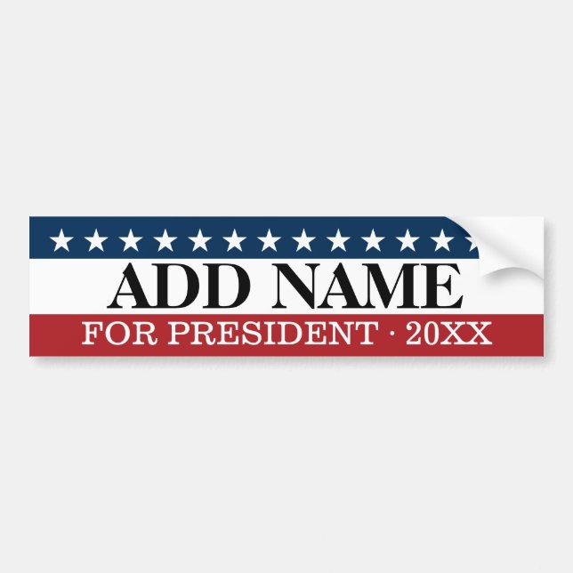 Add Name or Nobody for President in this election Bumper Sticker (Front)