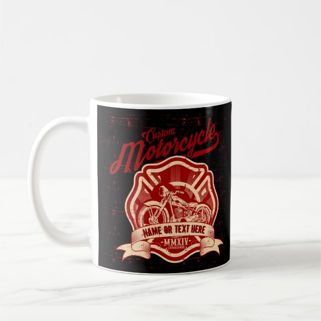 Add Name or Text Custom Motorcycle Grunge          Coffee Mug (Left)