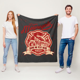 Add Name or Text Custom Motorcycle Grunge Fleece Blanket