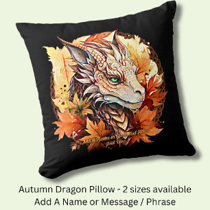 Add Name or Text, Dragon With Autumn Leaves Cushion