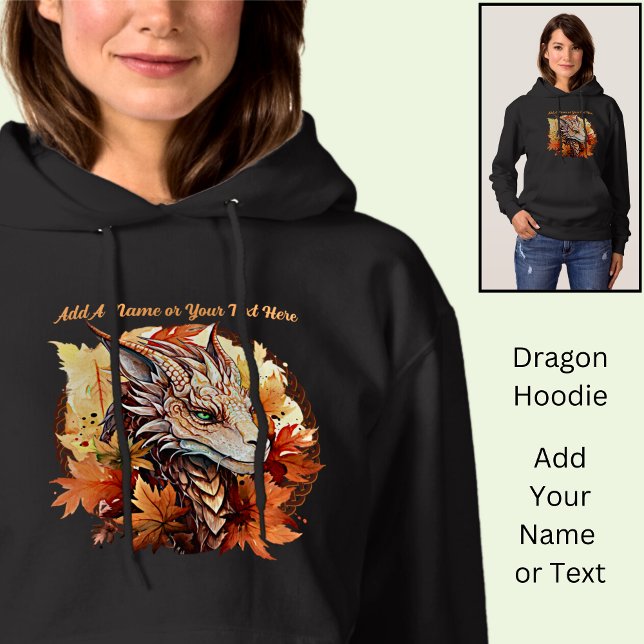 Add Name or Text, Dragon With Autumn Leaves Hoodie (Creator Uploaded)