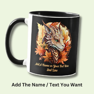 Add Name or Text, Dragon With Autumn Leaves Mug