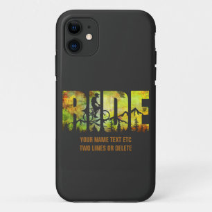 Add Name or Text Mountain Bike Rider Autumn Colour iPhone 11 Case